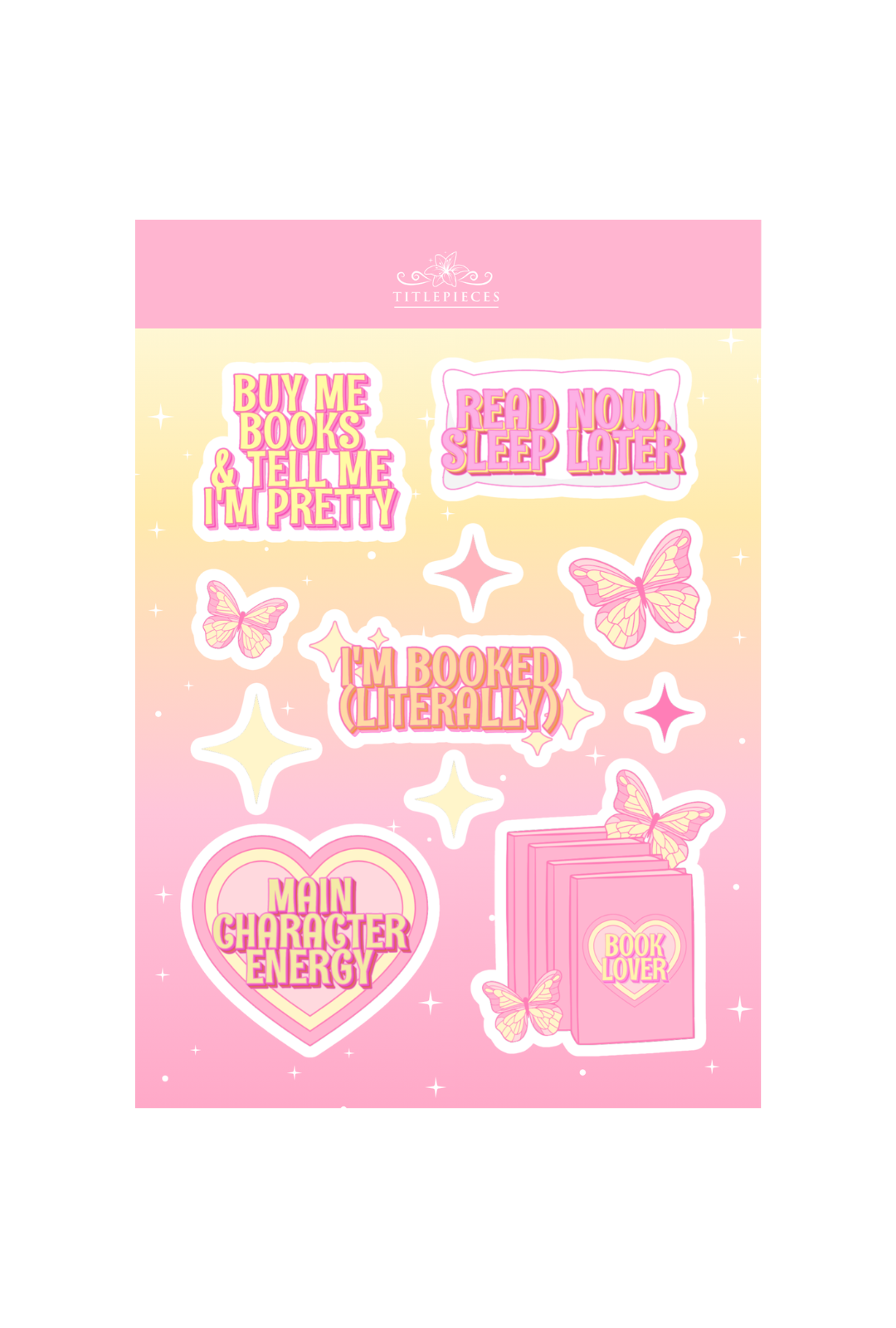 Pink Bookish Energy Sticker Sheet