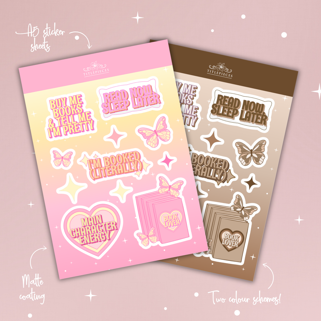 Brown Bookish Energy Sticker Sheet
