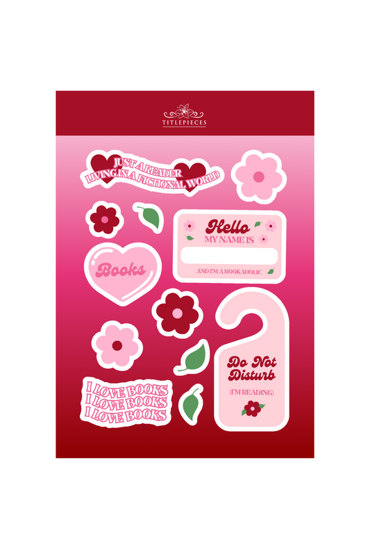 Red Bookaholic Sticker Sheet